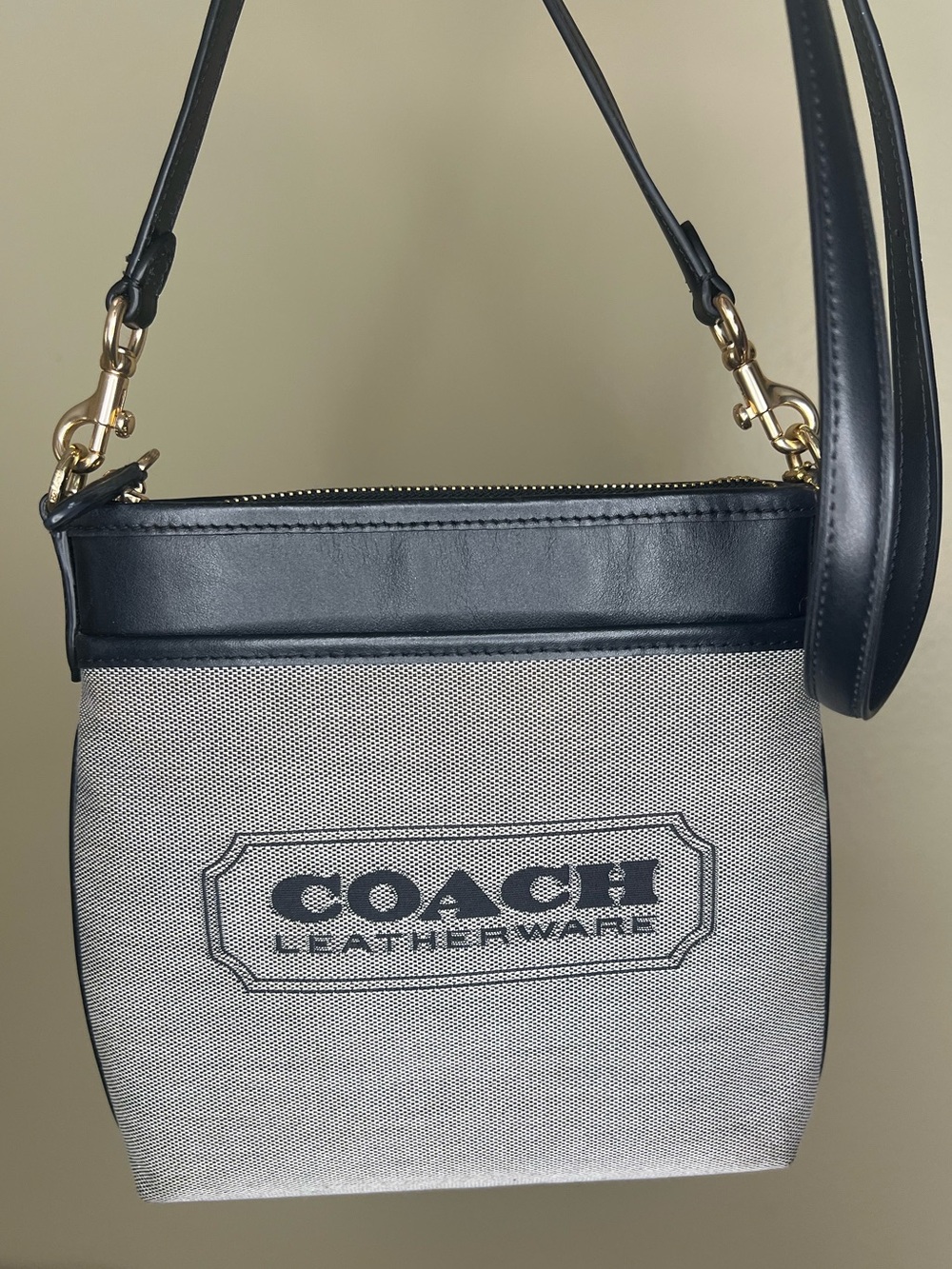 Coach Badge Jacquard Kitt messenger Crossbody purse coach bag woven gray